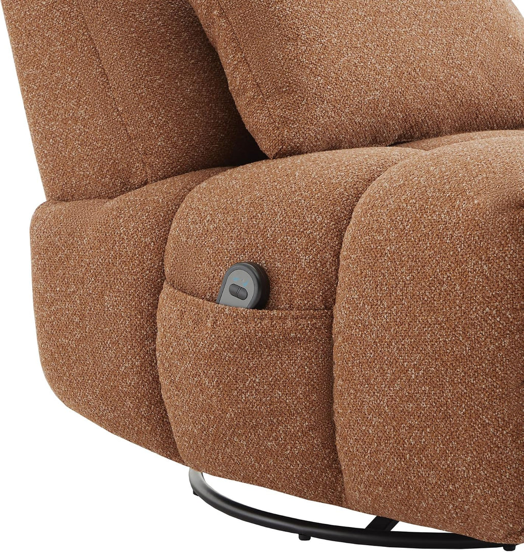 Watson & Whitely Oversized Power Recliner Chair for Adults, Swivel Rocker Recliner Chair with Lumbar Support, Ultra-Comfy Glider Recliner for Living Room Theater Seating Single Sofa, Terracotta