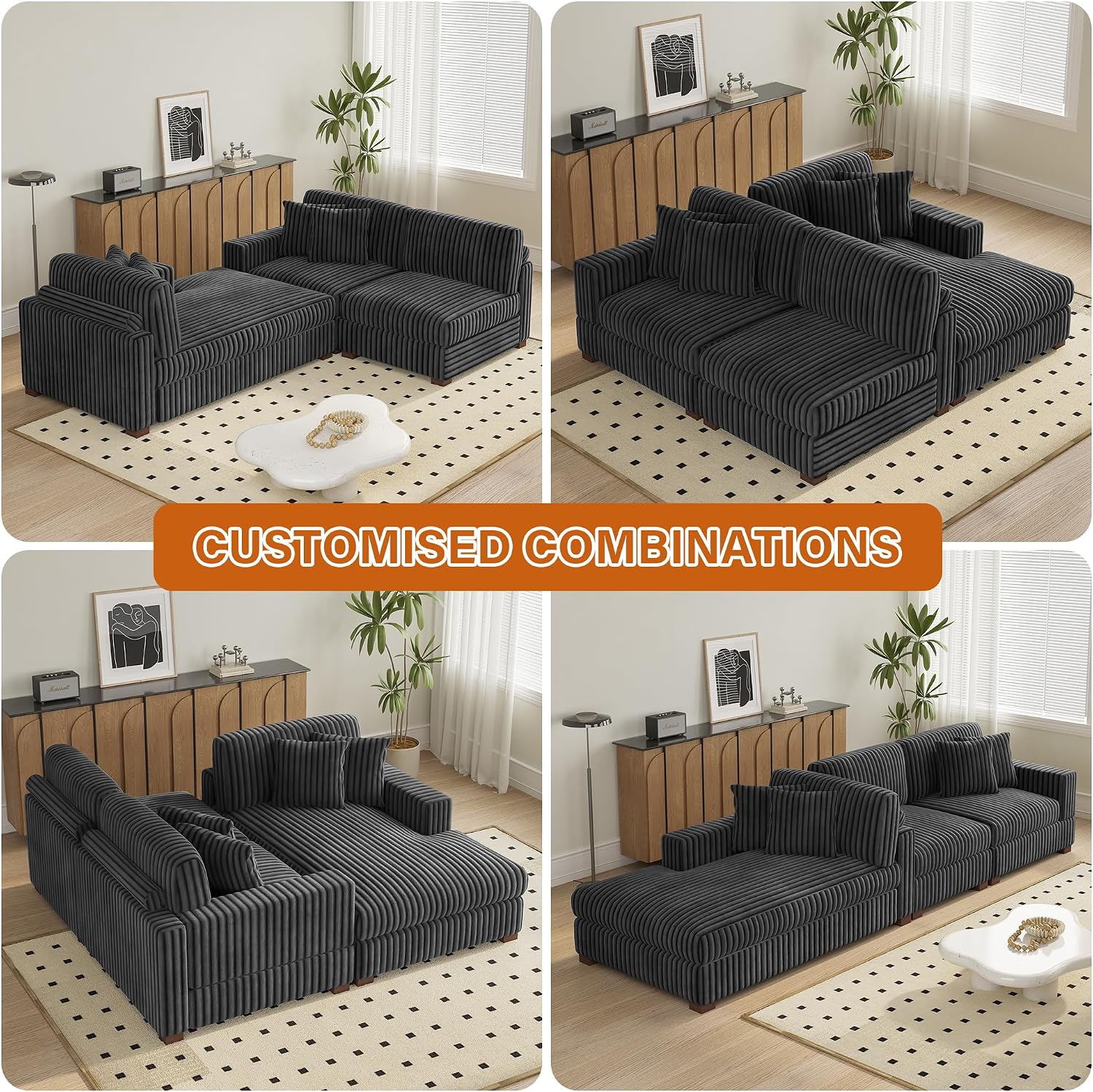 65' Chaise Lounge Chair Indoor, Oversized Upholstered Recliner Sofa Bed for Living Room, Fluffy Plush Faux Fur Cloud Sofa Sleeper Couch Bedroom Reading Seat - Gray, Right Armrest