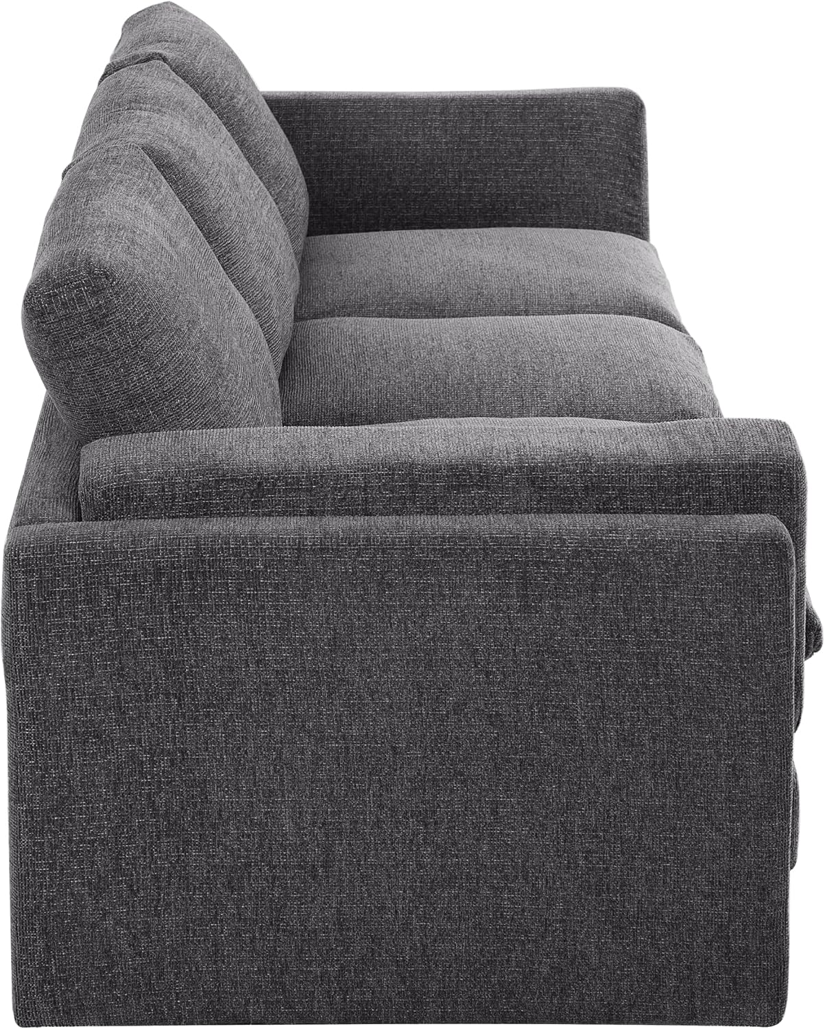 Christopher Knight Home Vincenzo 79.5' Sectional Sofa, 3 Seater Couch, Chenille Upholstered Sofa Chair, Metal Legs Couch, Dual-Layer Cushions Armchair, Comfort Seating for Reading Living Room, Gray