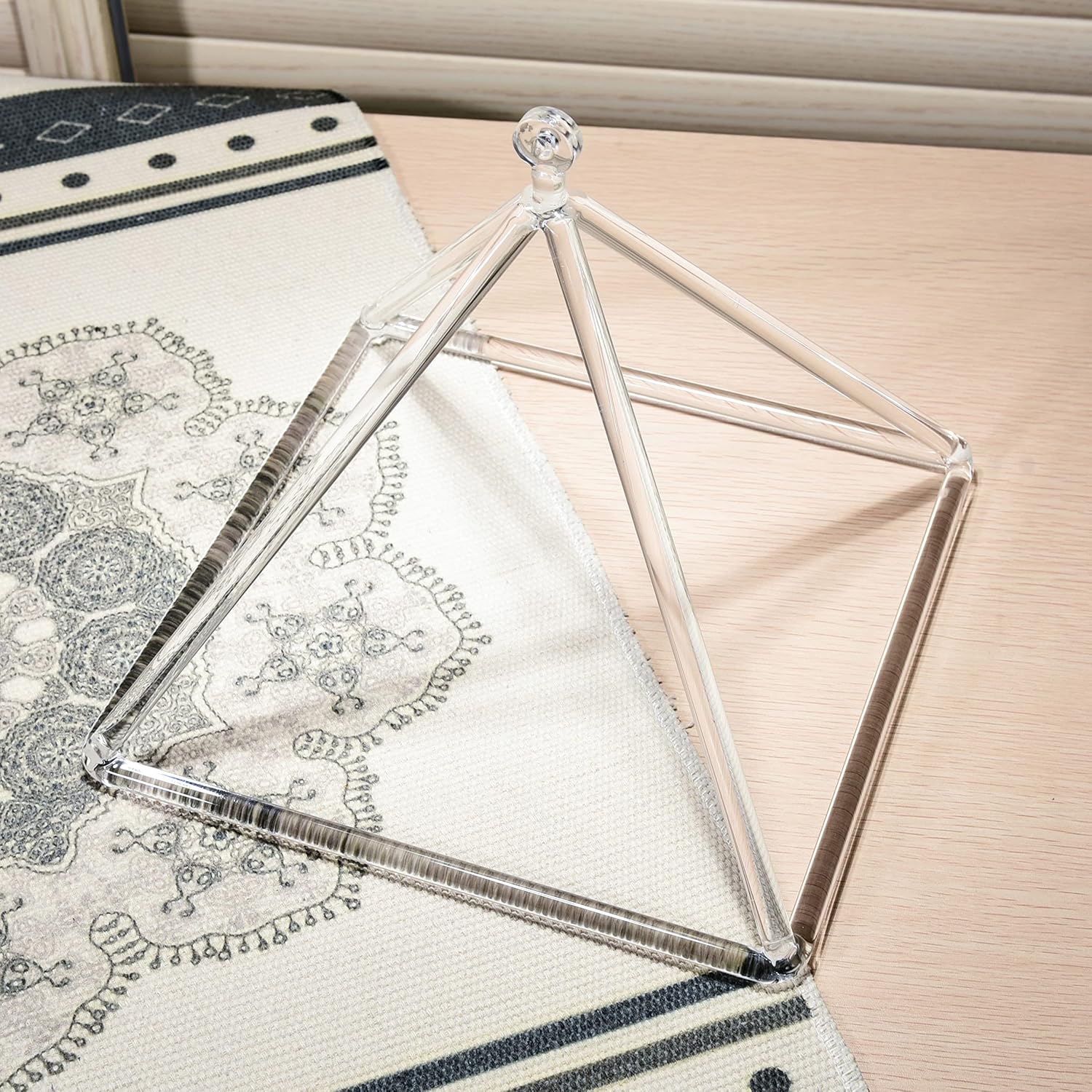 TOPFUND 20 inch Crystal Singing Pyramid with Quartz Suede Mallet
