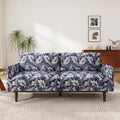 Christopher Knight Home Brena Modern Fabric Upholstered Loveseat Sofa, Wooden 2 Seater Sofa Couch with Deep Seat, Comfy Cloud Couch for Living Room, Bedroom, Home Office, Blue+White
