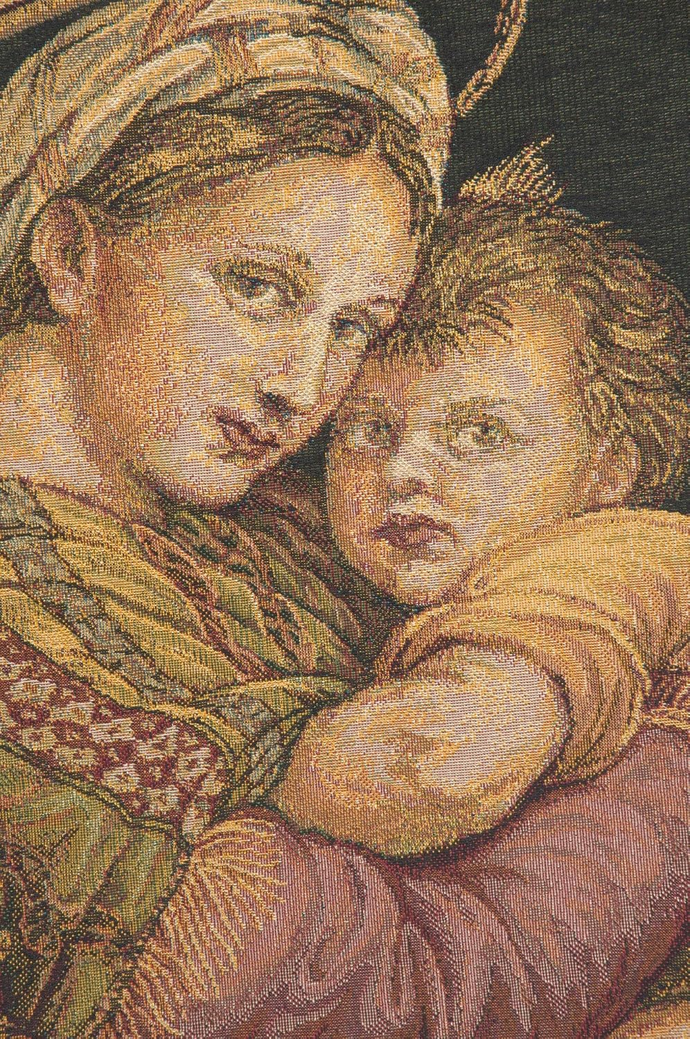 C Charlotte Home Furnishings Inc Madonna Della Seggiola I European Tapestry Wall Hanging | Viscose Cotton and Polyester Blend Wall Art | 24 in. x 26 in | Home Decor Accents | Inspired by Famous
