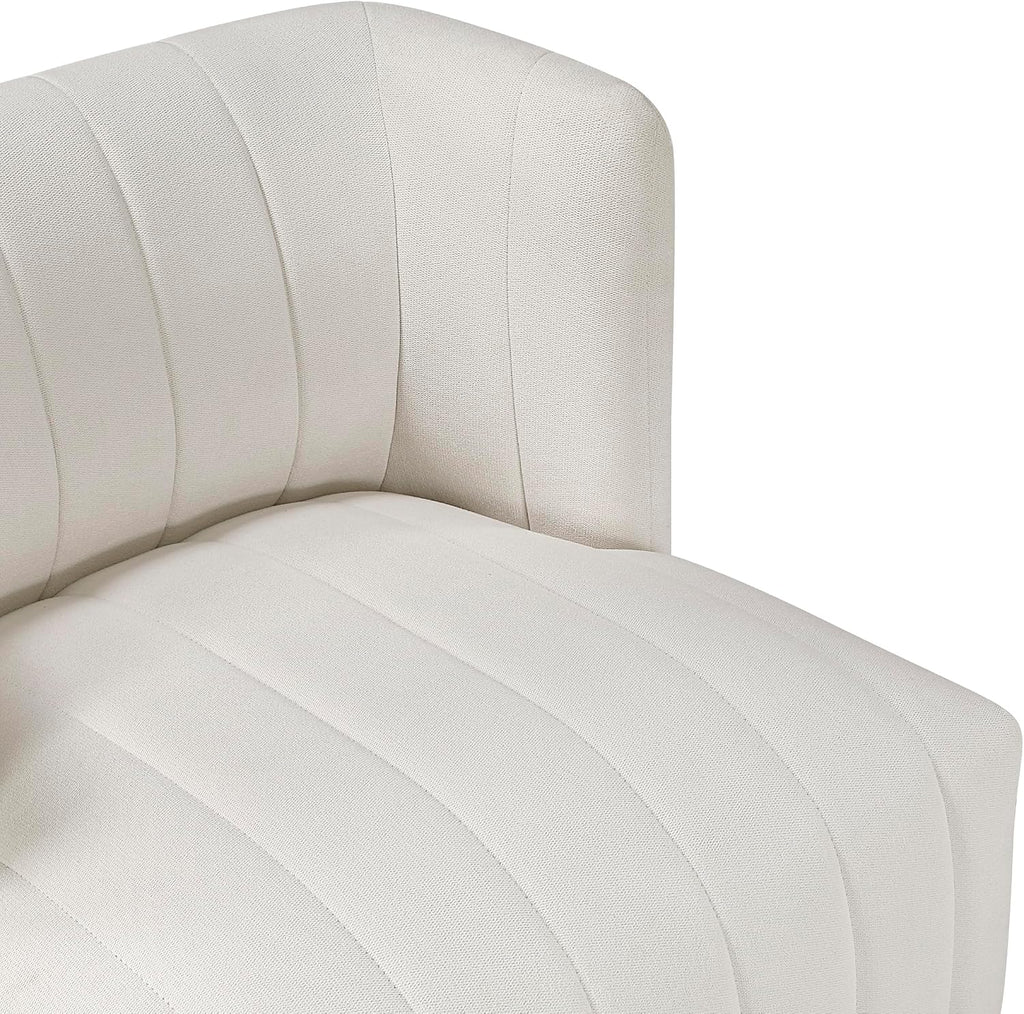 Lexicon Swivel Accent Chair, Textured Fabric Upholstered 360 Degree Swivel Barrel Chair with Channel Tufted, Comfort Seat, for Living Room, Bedroom, Office, Easy Assembly, Beige