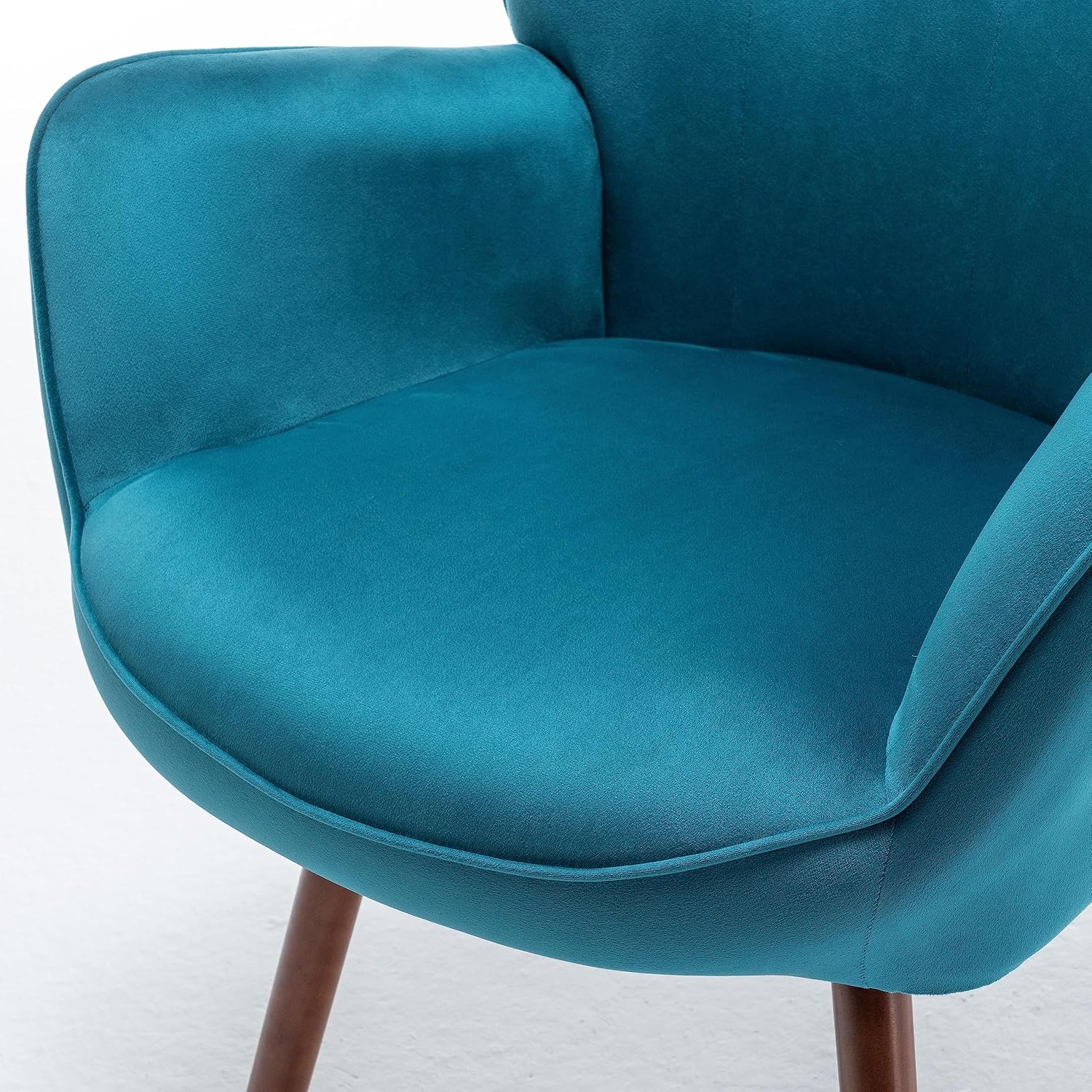 Container Furniture Direct Chic Accent Arm Chairs for Living Room, Bedroom, or Home Office, Button-Tufted Midcentury Armchair with Wingback Design and Splayed Legs, Greynish Blue