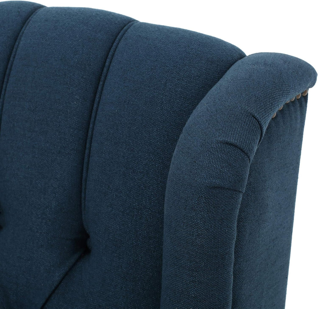 Christopher Knight Home Earlean Fabric Recliner (Set of 2), Navy Blue, Dark Brown