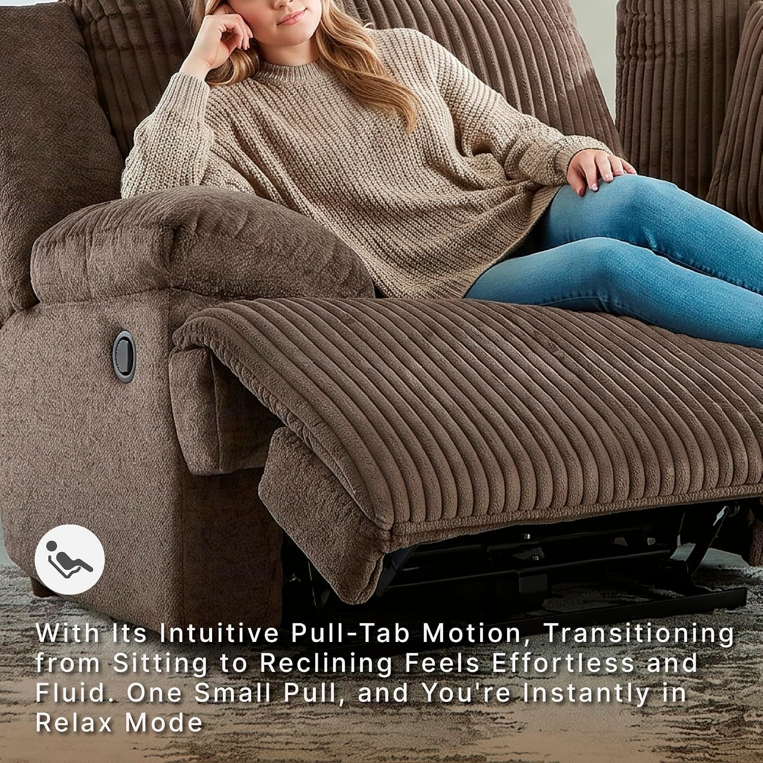 Signature Design by Ashley Top Tier Modern 2-Piece Reclining Sectional Loveseat with 4 Accent Pillows, Dark Brown