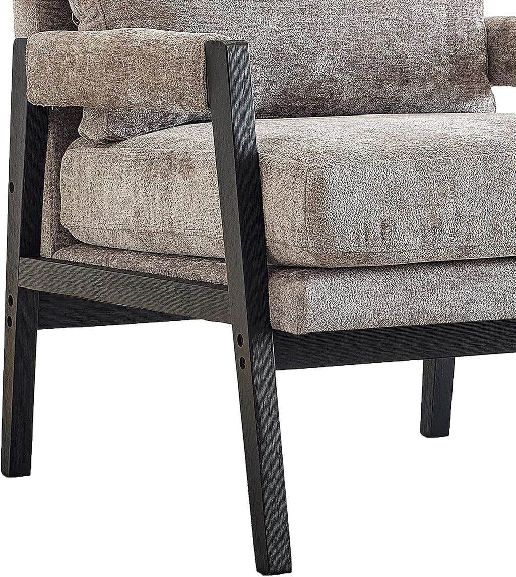Roundhill Furniture Kelly Mid-Century Modern Chenille Upholstered Accent Armchair, Gray