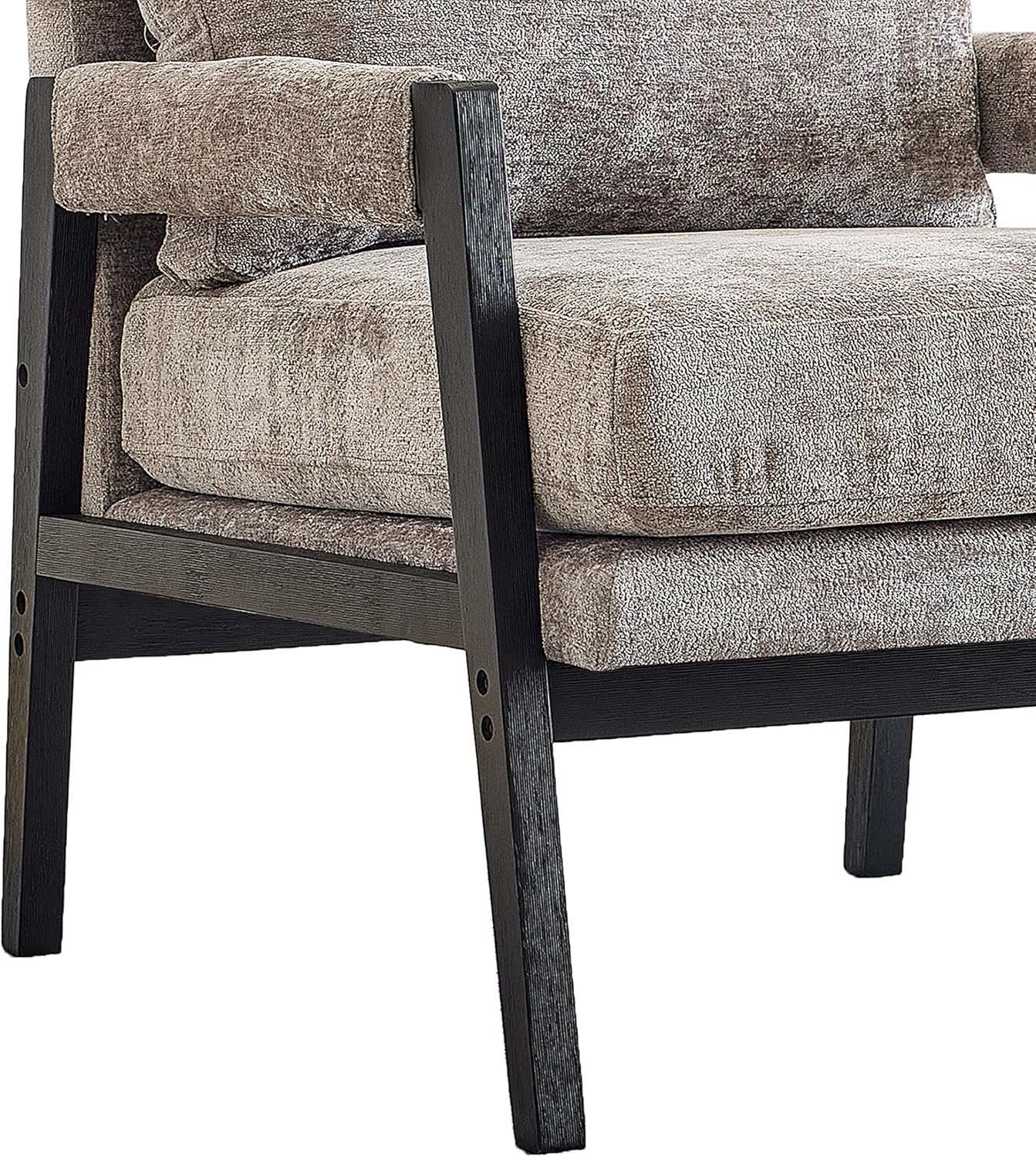 Roundhill Furniture Kelly Mid-Century Modern Chenille Upholstered Accent Armchair, Gray
