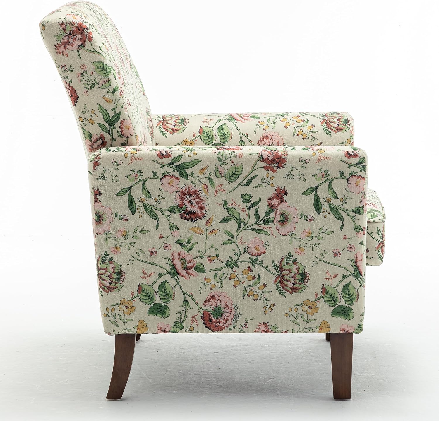 Container Furniture Direct Contemporary Accent Arm Chair with Birch Wood Frame and Velvet Upholstery, Armchair for Office and Living Room Decor, Removable Cushions, 04 Printed Fabric