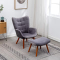 Roundhill Furniture Leiria Contemporary Silky Velvet Tufted Accent Chair with Ottoman, Gray