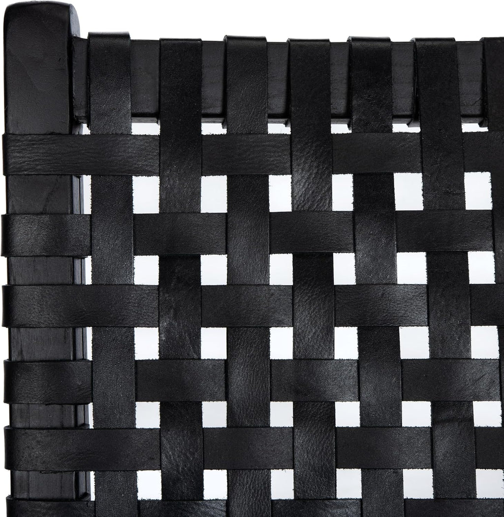 Safavieh Home Luna Black and Black Leather Woven Accent Chair