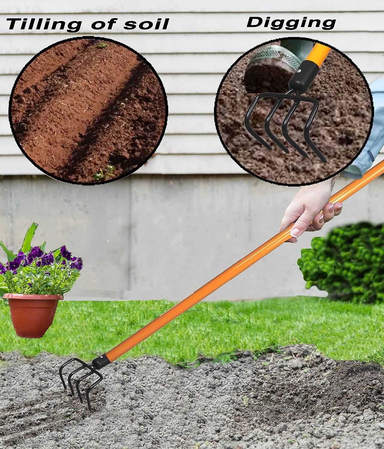Ashman Garden Cultivator (6 Pack)– Sturdy Hand Tiller/Cultivator – Heavy Duty Blade for Digging, Loosening Soil and Weeding – Rubber Grip Handle for a Strong Hold – Rust Resistant.