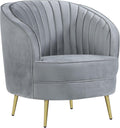 Coaster Home Furnishings - Sophia - Channel Tufted Barrel Accent Chair with Gray Velvet Upholstery, Foam Cushion, Gold Legs and Vertical Channel Tufting - Living Room - Gray - 506866