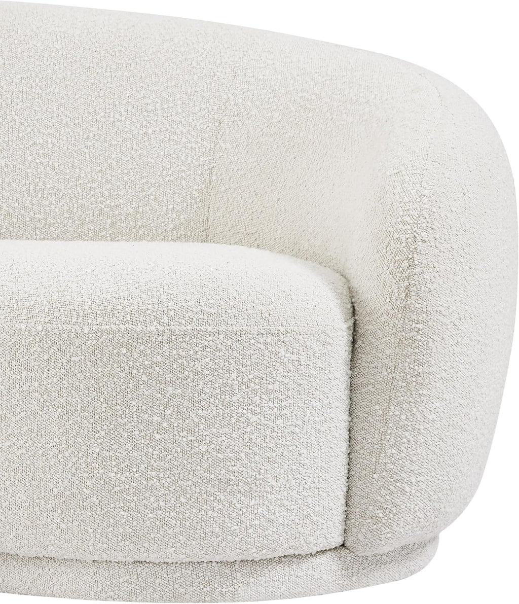 Meridian Furniture 693Cream-C Hyde Collection Modern | Contemporary Boucle Fabric Upholstered Accent Chair with Rounded Back, Cream, 42' W x 38' D x 27.5' H