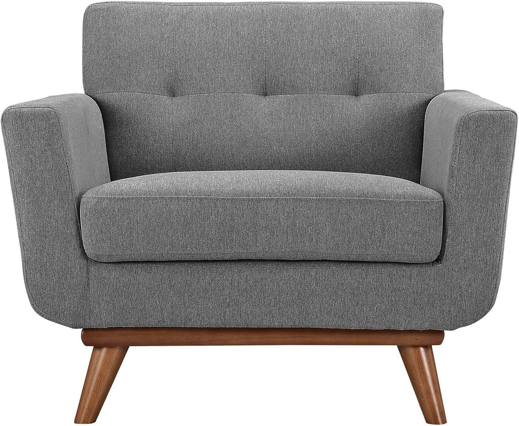 Modway Engage Mid-Century Modern Upholstered Fabric Accent Arm Lounge Chair in Expectation Gray