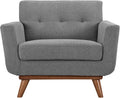 Modway Engage Mid-Century Modern Upholstered Fabric Accent Arm Lounge Chair in Expectation Gray
