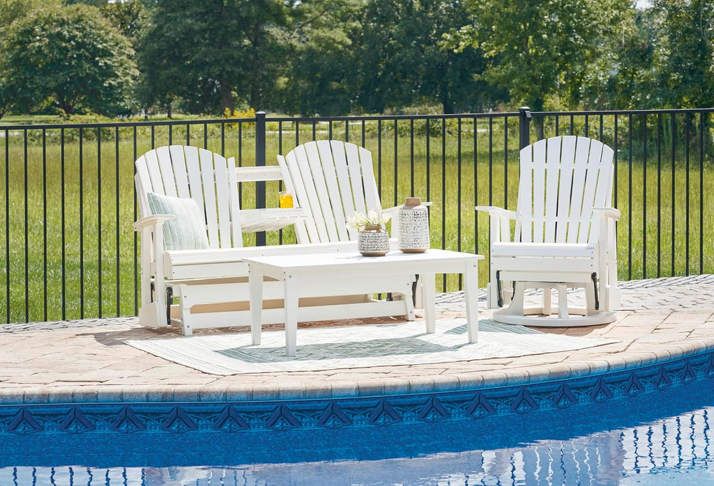 Signature Design by Ashley Hyland Wave Modern Weather Resistant HDPE Outdoor Coffee Table, White