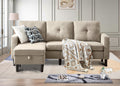 Sectional Sofa Couches for Living Room, L Shaped Couch 3-Seat Convertible Sectional Sofas with Removable Storage Ottoman, Modern Polyester Fabric (Beige)
