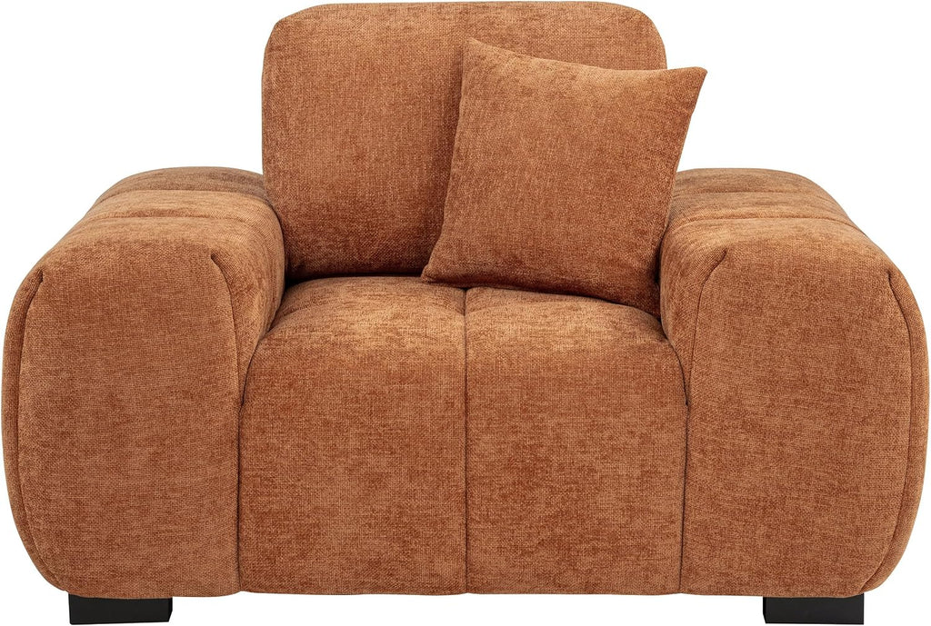 Coaster Home Furnishings - Octavia - Fabric Upholstered Track Arm Accent Chair with Curved Shape, Tufted Waterfall Seat and Reversible Back Cushion - Living Room - Orange - 509353