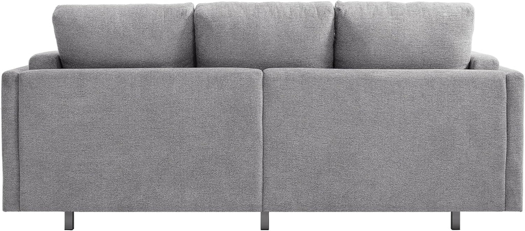 Christopher Knight Home Vincenzo 3 Seater Couch, Chenille Upholstered Sofa Chair, Metal Legs Couch, Dual-Layer Cushions Armchair, 79.5' Sectional Sofa, Comfort Seating for Living Room, Light Gray