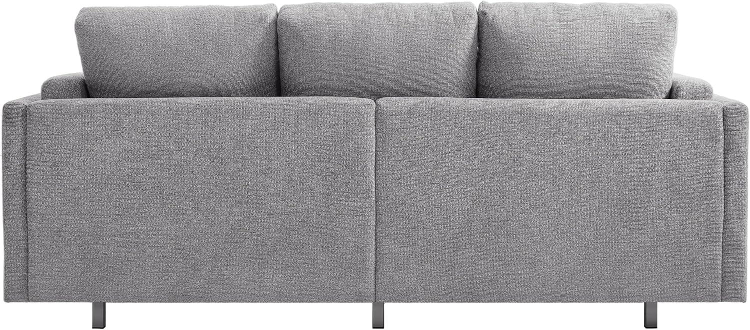 Christopher Knight Home Vincenzo 3 Seater Couch, Chenille Upholstered Sofa Chair, Metal Legs Couch, Dual-Layer Cushions Armchair, 79.5' Sectional Sofa, Comfort Seating for Living Room, Light Gray