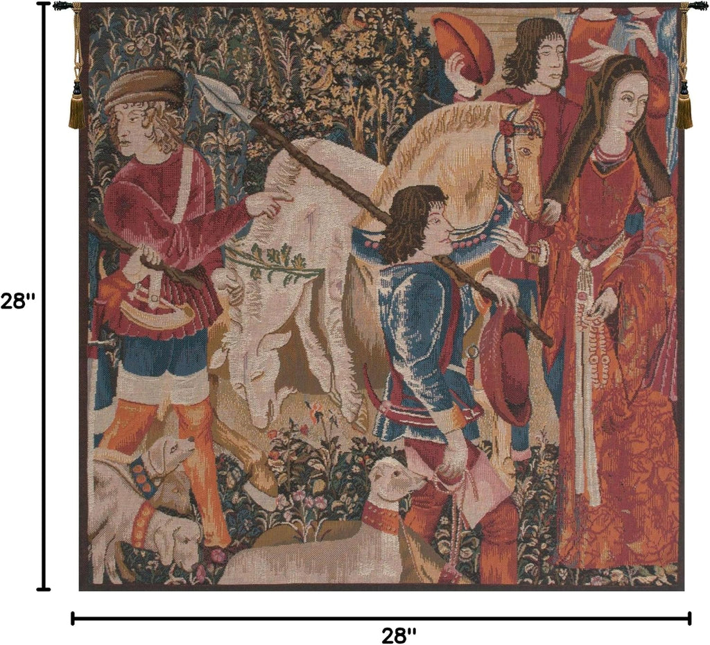 Charlotte Home Furnishings Inc. Death Of The Unicorn French Tapestry Wall Hanging 28 X 28 Inch Viscose Cotton And Polyester Blend Wall Art Perfect For Home Decor Room Decor And Wall Decor