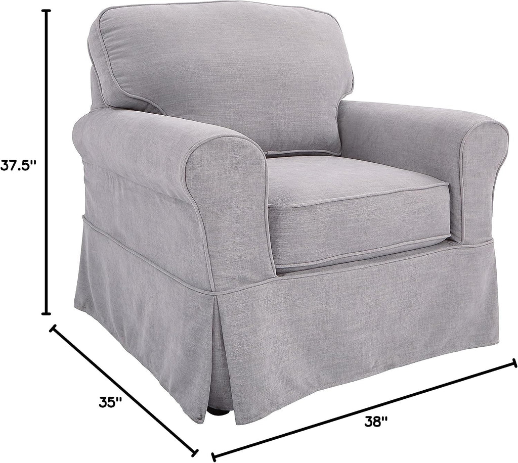 OSP Home Furnishings Ashton Rolled Arm Chair with Slipcover, Fog Grey