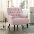 Lexicon Accent Chair Reading Chair Comfy Chair for Bedroom, Upholstered Armchair with Solid Wood Frame, Tufted Cushion Nail Head Trim, Single Sofa Chair for Living Room, Office, Pink Chenille