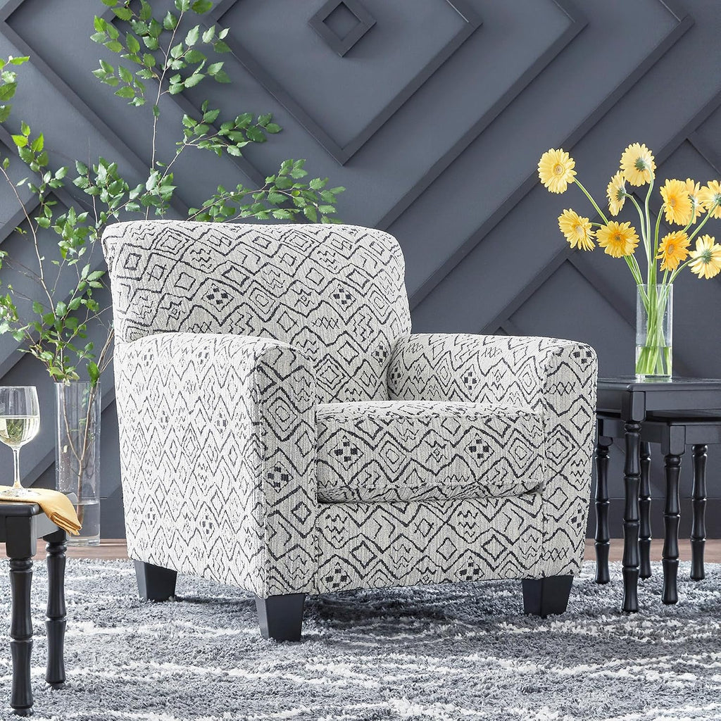 Signature Design By Ashley Hayesdale Modern Accent Chair with Removable Cushions and Tapered Legs, Black & Gray