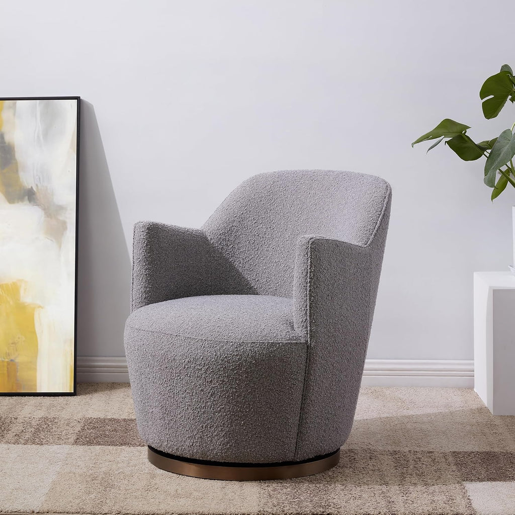 SAFAVIEH Couture Collection Christian Light Grey Boucle Swivel Accent Chair (Fully Assembled)
