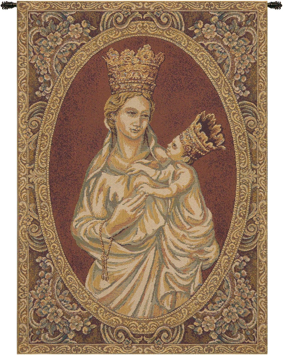 Charlotte Home Furnishings Inc. Madonna From Trapani Italian Tapestry Wall Hanging 24 X 18 Inch Viscose Cotton And Polyester Blend Wall Art Perfect For Home And Wall Decor By Nino Pisano