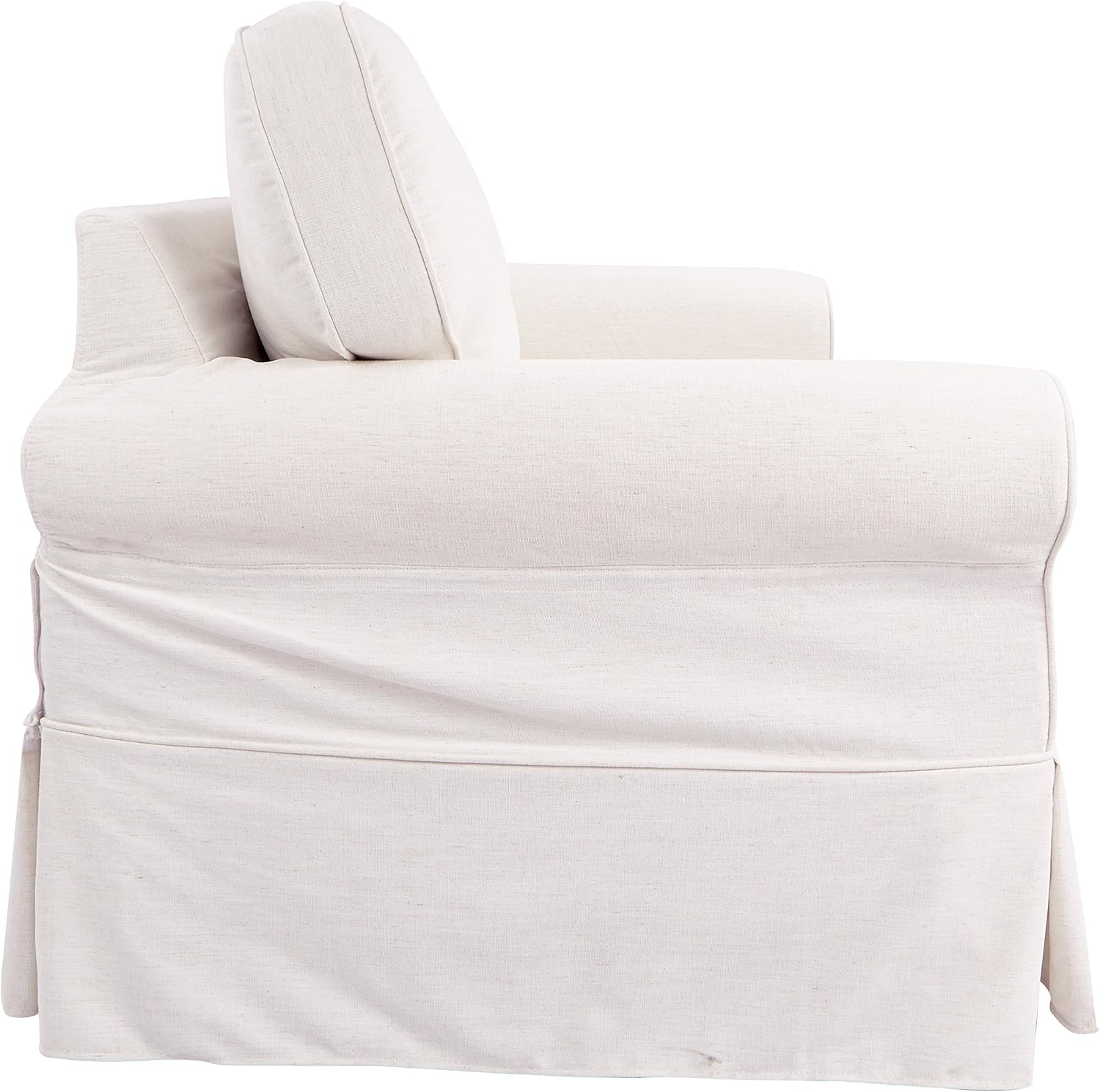 OSP Home Furnishings Ashton Rolled Arm Loveseat with Slipcover, Ivory