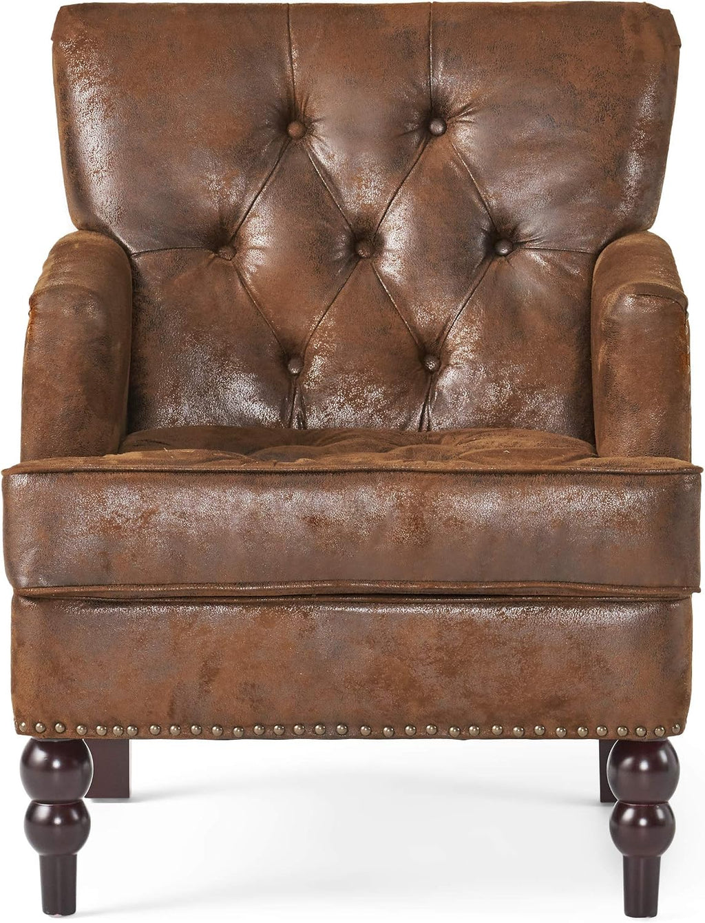 Christopher Knight Home Malone Tufted Club Chair, Brown 28D x 29.5W x 33.5H Inch