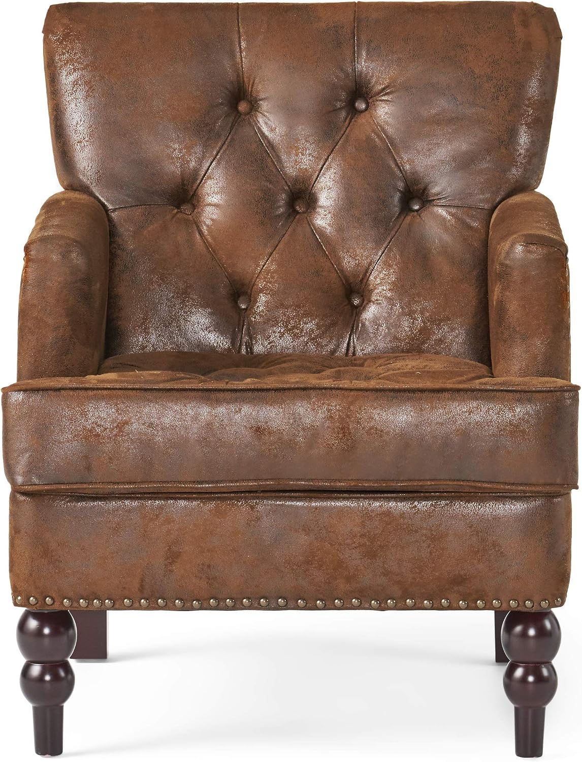 Christopher Knight Home Malone Tufted Club Chair, Brown 28D x 29.5W x 33.5H Inch