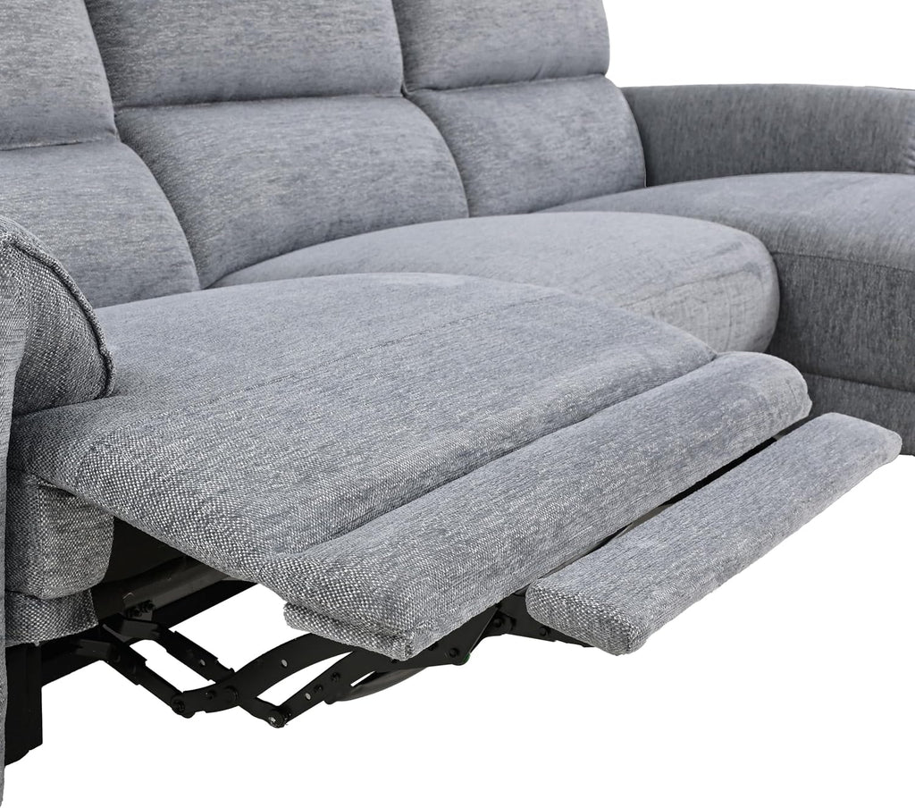Furniture of America Drex Modern Chenille Sectional Recliner with Chaise and USB Ports, Reclining Sofa, L Shaped Comfy Couches for Living Room, Home Theater, Right Facing, Grey