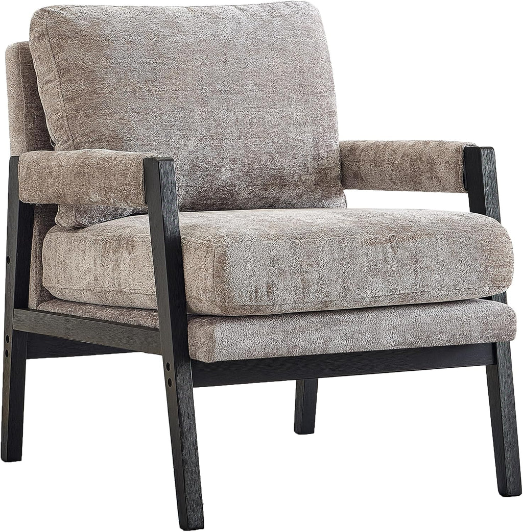 Roundhill Furniture Kelly Mid-Century Modern Chenille Upholstered Accent Armchair, Gray