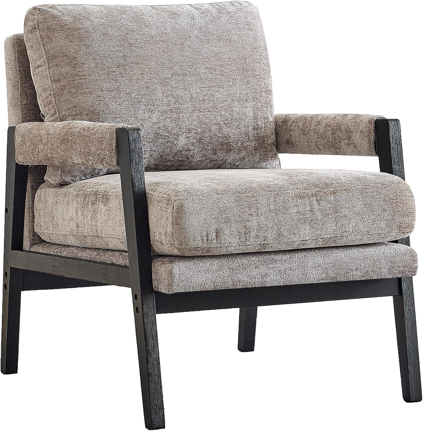 Roundhill Furniture Kelly Mid-Century Modern Chenille Upholstered Accent Armchair, Gray