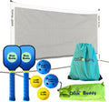 3-in-1 (with 1 Mini 6' Wide Pickleball Net) & 2-in-1 Pickleball Trainer Options, Sports Gifts with 4 Kelso Balls (2 Trainer + 2 Standard), 2 PickleDojo Paddles, & 1 Drawstring Backpack