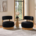 Merax Armless Accent Chairs Set of 2, Modern Farmhouse Comfy Living Room Chairs with Wooden Base Featuring Thatched Roof Rod Design, Cozy Upholstered Chair for Bedroom Room Reading Corners, Black