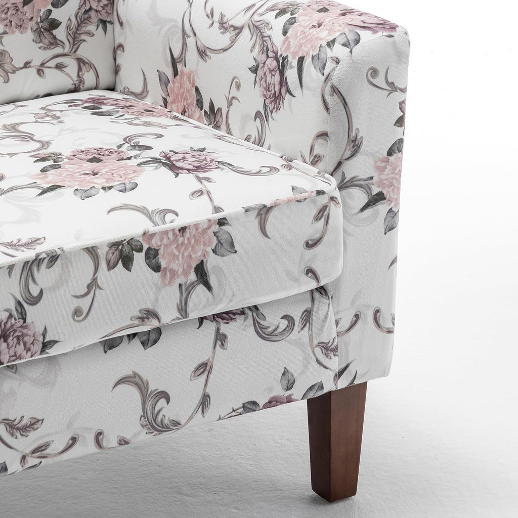 Container Furniture Direct Contemporary Accent Arm Chair with Birch Wood Frame and Velvet Upholstery, Armchair for Office and Living Room Decor, Removable Cushions, 06 Printed Fabric