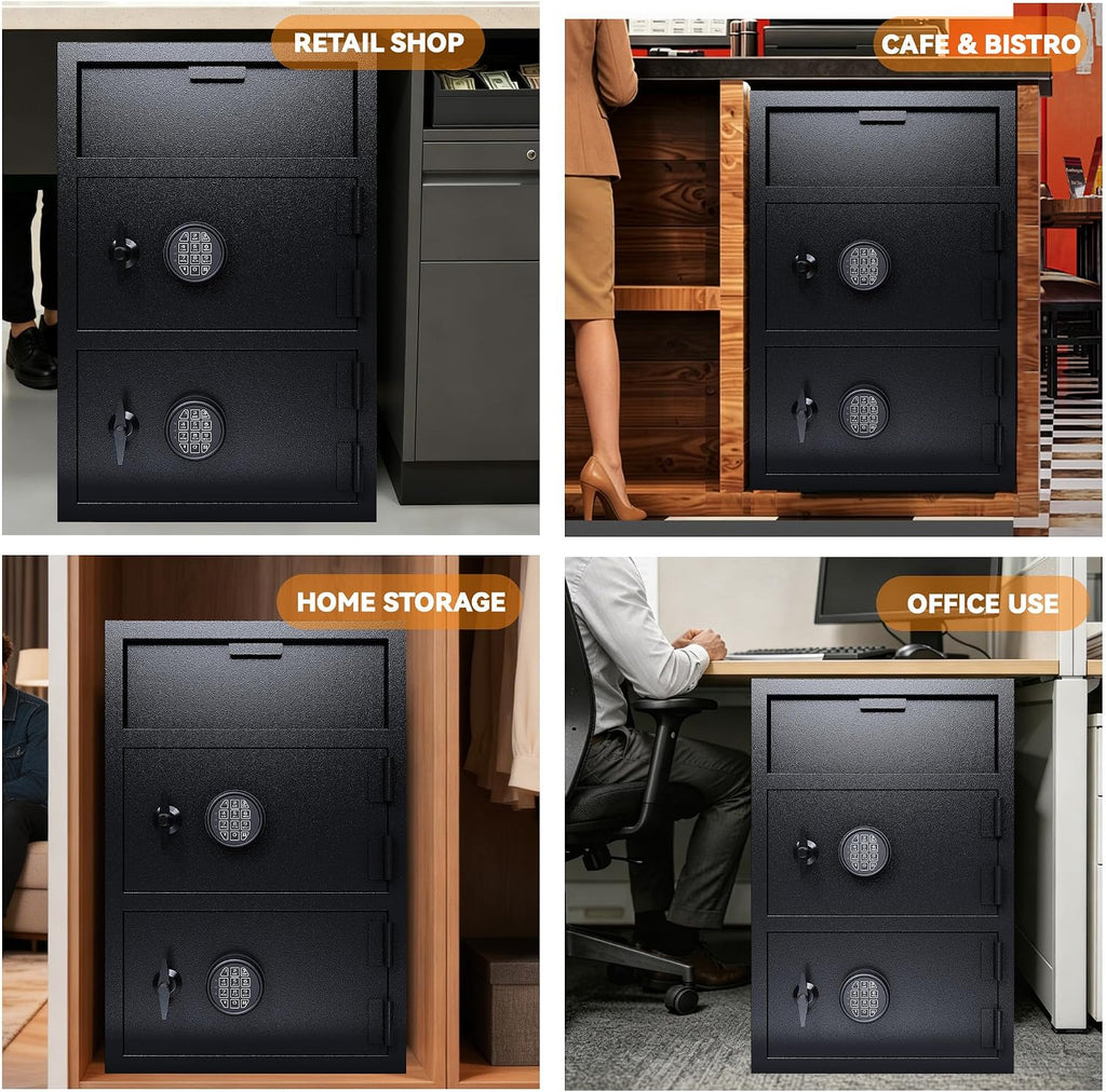 KAER 9.5 CuFt Drop Safe for Business, Cash Safe with Drop Slot, 116 lbs Heavy Duty Money Safe Box with Deposit Slot, Anti-Theft Safety Boxes for Home Floor Safe, Quick Access Digital Keypad Keys