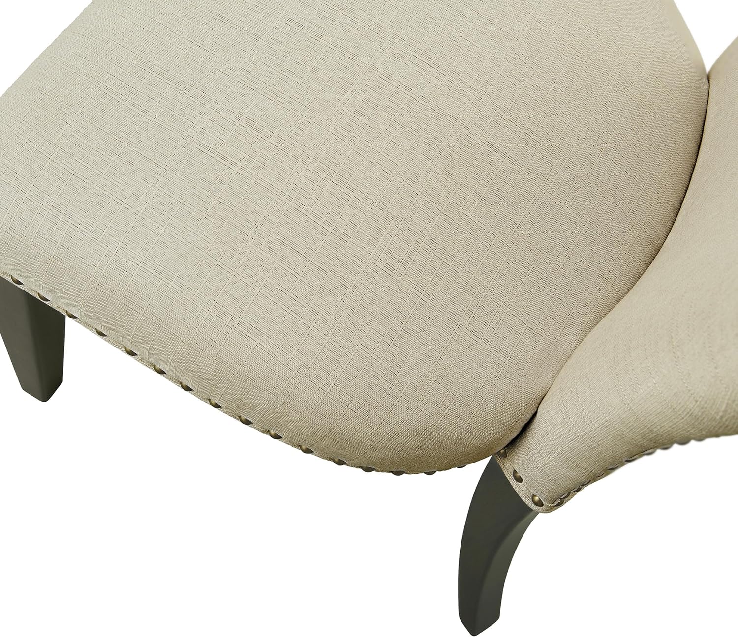 Savoy Upholstered Dining Chairs – Set of 2 Parsons Style Accent Chairs with Cream Linen Fabric, Nailhead Trim, and Dark Stained Legs – for Dining Room, Desk, or Sitting Area by Alaterre Furniture