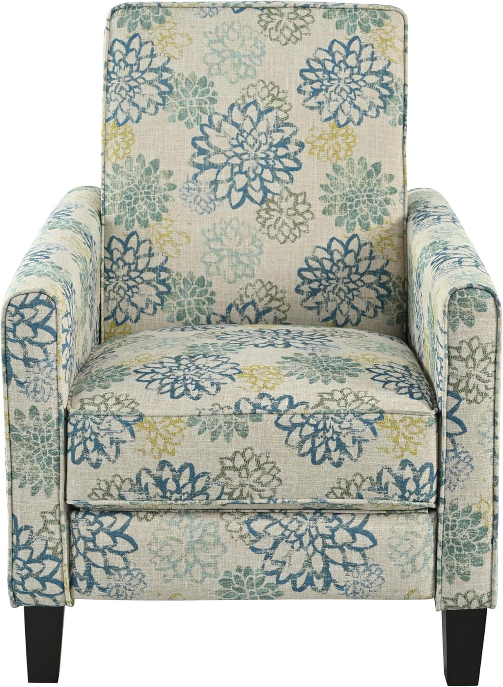 Christopher Knight Home Kenley Modern Fabric Upholstered Push Back Recliner Chair, Wooden Gliding Home Theater Seating, Comfy Reading Chair, Deep Seating Single Sofa Accent Chair, Mixed Blue