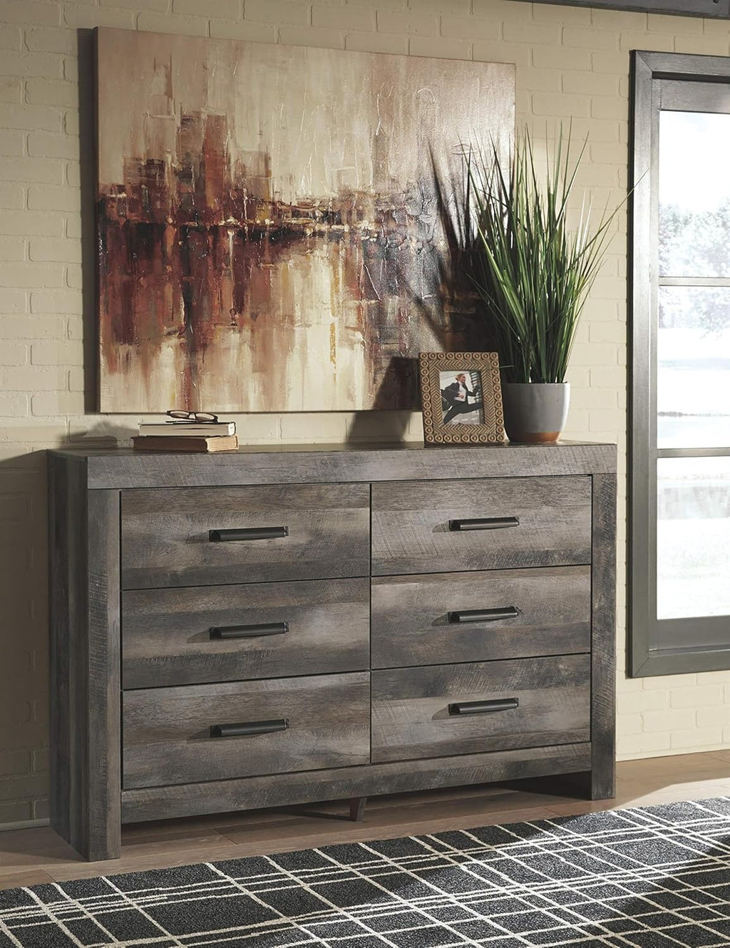 Signature Design by Ashley Wynnlow Rustic 6 Drawer Dresser, Weathered Gray
