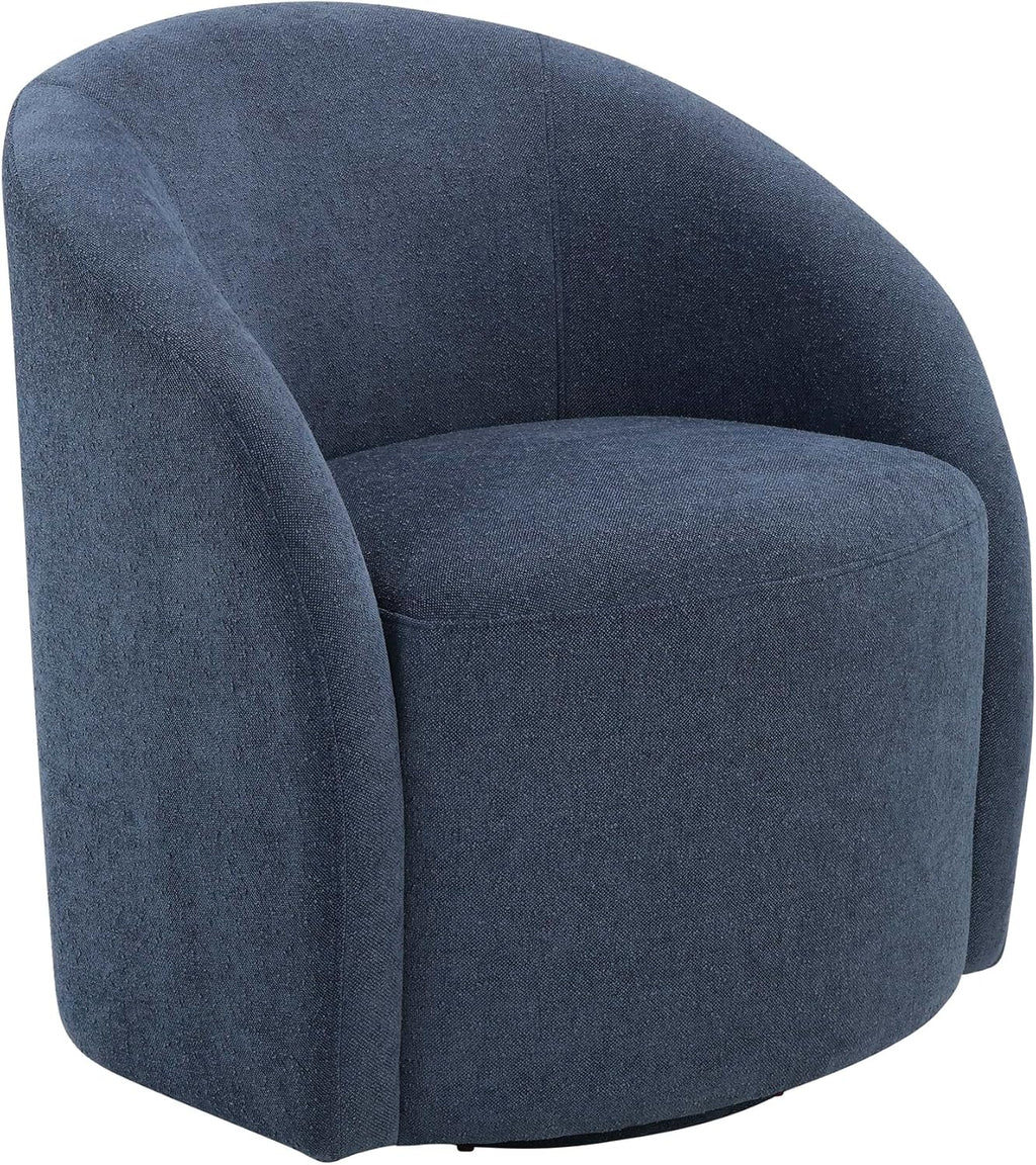 Lexicon 360 Degree Swivel Accent Chair, Boucle Fabric Arm Chair with Metal Swivel Base and Sloped Arms for Living Room/Bedroom/Office, Blue