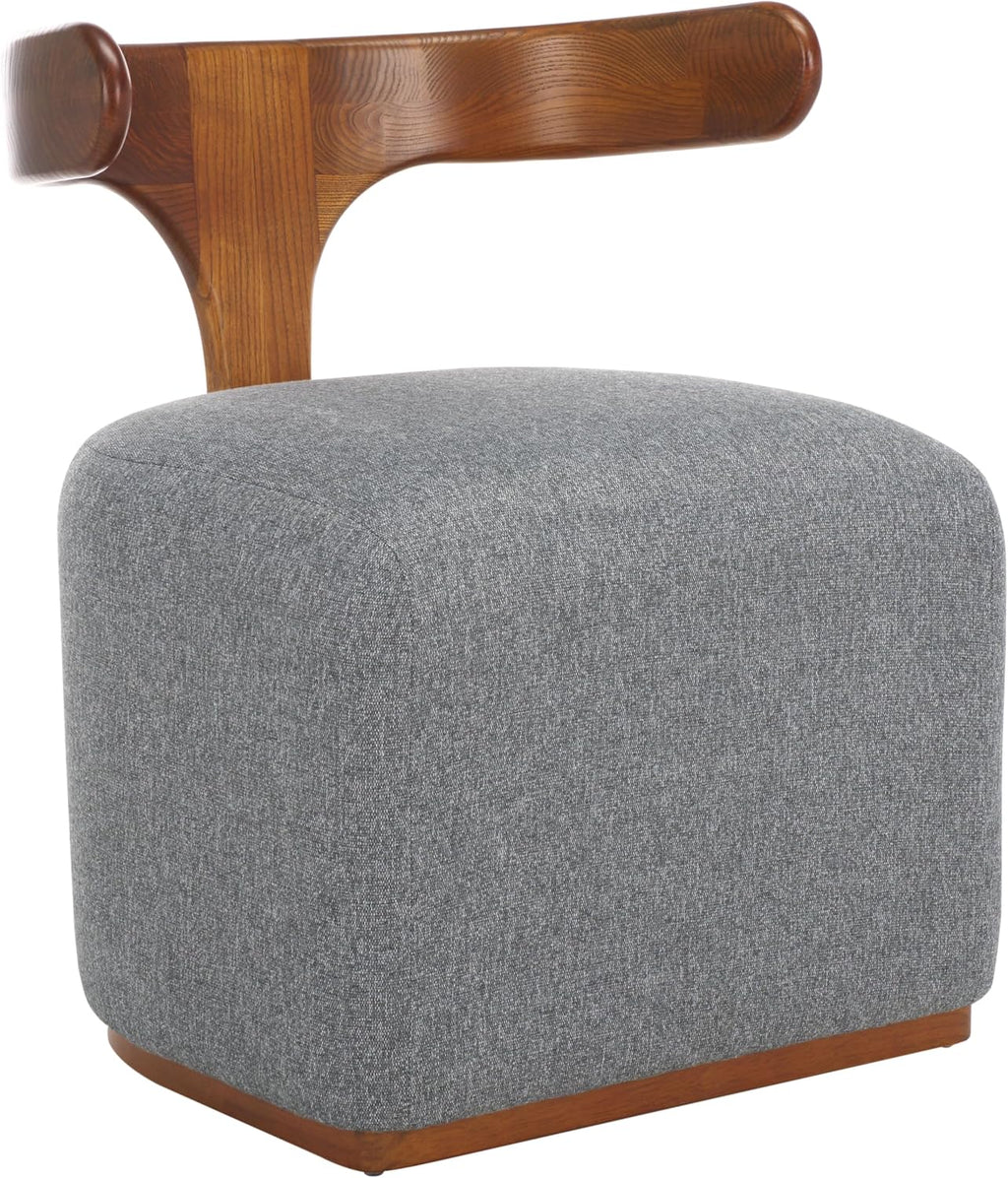 SAFAVIEH Home Collection Oreus Mid-Century Modern Grey Linen/Brown Walnut Solid Wood Accent Chair