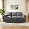 Christopher Knight Home Vincenzo 79.5' Sectional Sofa, 3 Seater Couch, Chenille Upholstered Sofa Chair, Metal Legs Couch, Dual-Layer Cushions Armchair, Comfort Seating for Reading Living Room, Gray