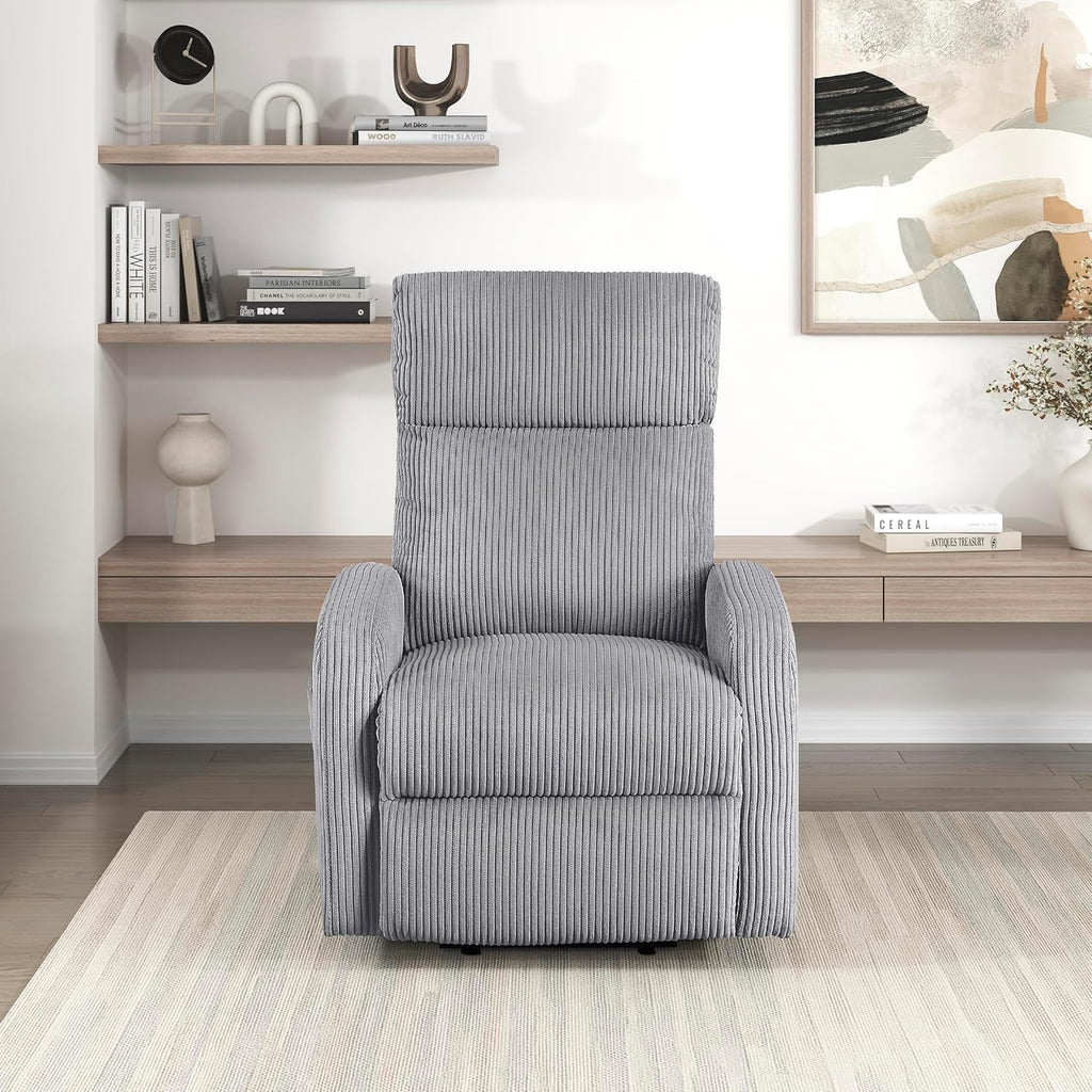 Lexicon Power Lift Recliner Chair for Elderly with Remote Control, Gentle Lift Motion, Side Pocket Armrest, Corduroy Upholstered Electric Recliner for Living Room/Bedroom, Easy Assembly, Dark Gray