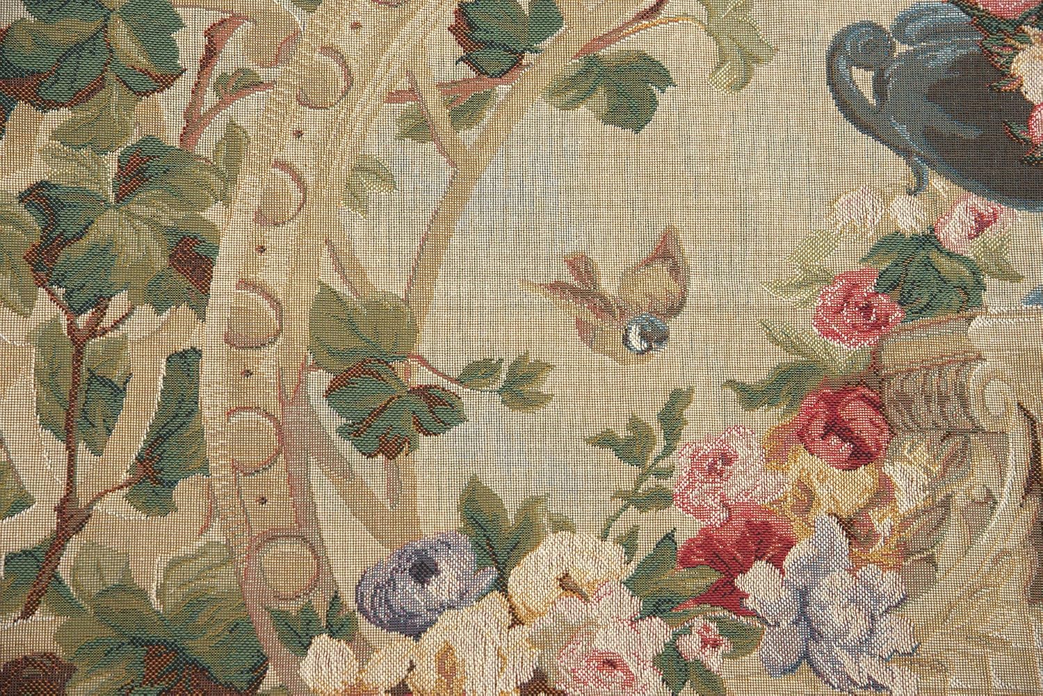C Charlotte Home Furnishings Inc Beauvais Green Leaves French Tapestry Wall Hanging | Viscose Cotton and Polyester Blend Wall Art | 33 in. x 54 in | Home Decor Accents