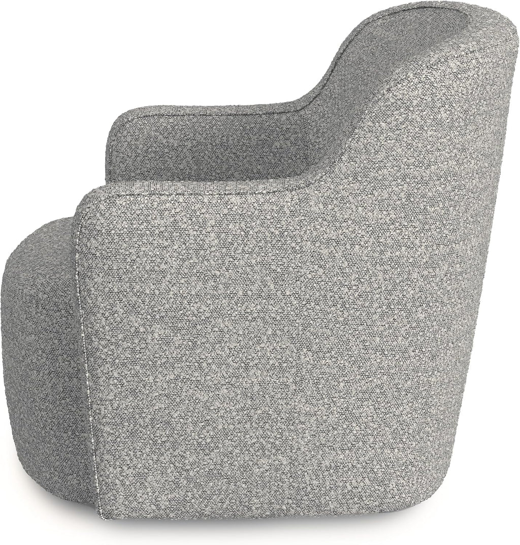 HomePop 360° Barrel Back Swivel Chair - White Boucle with Gray Yarn
